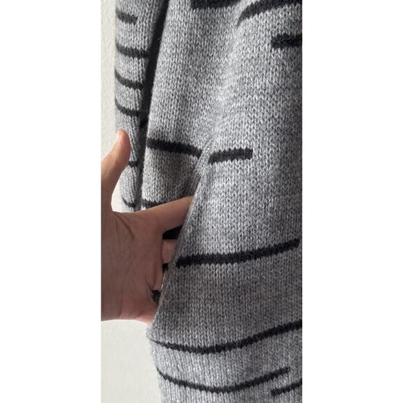 360 Sweater Size Medium Long Wool Alpaca Blend Gray Sweater Open Cardigan Boho - Picture 7 of 10